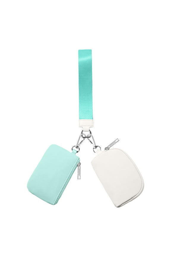 Cute Mini Zip Around Wristlet Wallet for Women Dual Pouch Wristlet Portable keychain Purse Detachable Mini Women Pocket