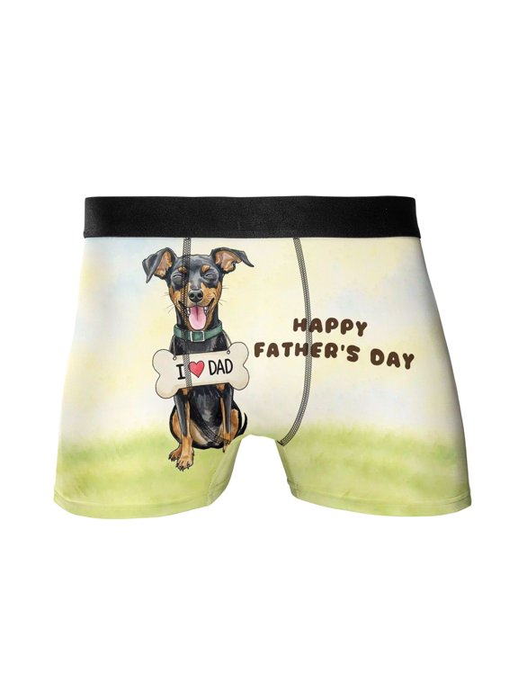 Cute Miniature Pinscher Loves Dad Happy Father's Day All Over Print Boxer Briefs Underwear for Men Dad Mini Pin Dog Lover - 12008