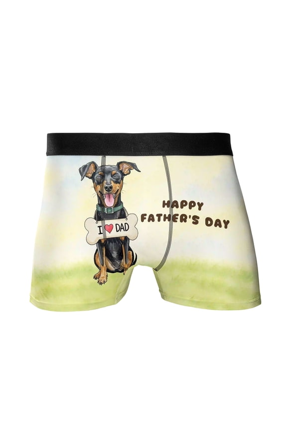 Cute Miniature Pinscher Loves Dad Happy Father's Day All Over Print Boxer Briefs Underwear for Men Dad Mini Pin Dog Lover - 12008