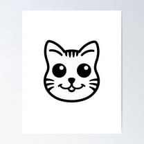Cute Minimal Cat Face Poster Wall Art, Modern Wall Decor For Living Room Bedroom, 8x12 UNFRAMED