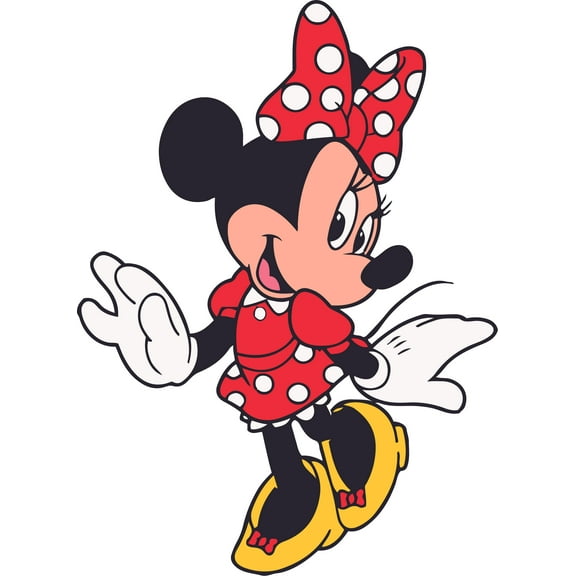 Cute Minnie Mouse Dress Polka Dots Customized Wall Decal - Custom Vinyl Wall Art - Personalized Name - Baby Girls Boys Kids Bedroom Wall Decal Room Decor Wall Stickers Decoration Size (20x12 inch)