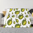 Cute Mint Green Durian Throw Blanket for Couch, Soft Comfy Warm Plush