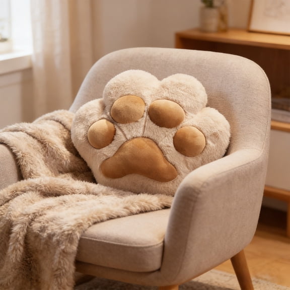 Cute Moggy Paw Shaped Pillow, Soft Cuddle Cushion for Home, Office, Car, Ideal Gift for Cat Lovers, Back Support for Napping and Relaxation
