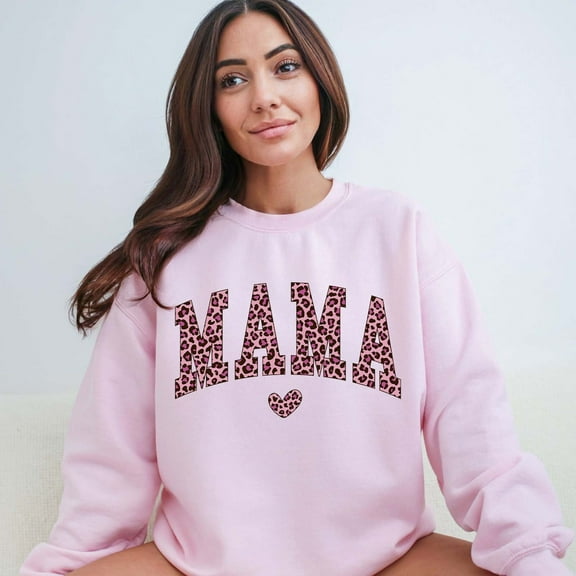 Cute Mom Sweater, Pink Leopard Mama Sweatshirt, Mom Life Shirt, Mothers Day Gift, Mom Gift Idea, Mom Sweater, Mom Birthday Gift,Mom All Size S-5Xl