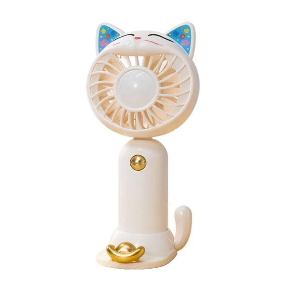 Cute Money Cat USB Fan, Portable Mini Desktop Fan with 3-Speed Natural Breeze, Quiet Cat Design, Charging via USB, Fun Gift for Kids & Adults
