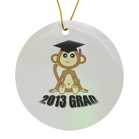 3drose, Cute Monkey 2013 Grad, Circle Porcelain Ornament