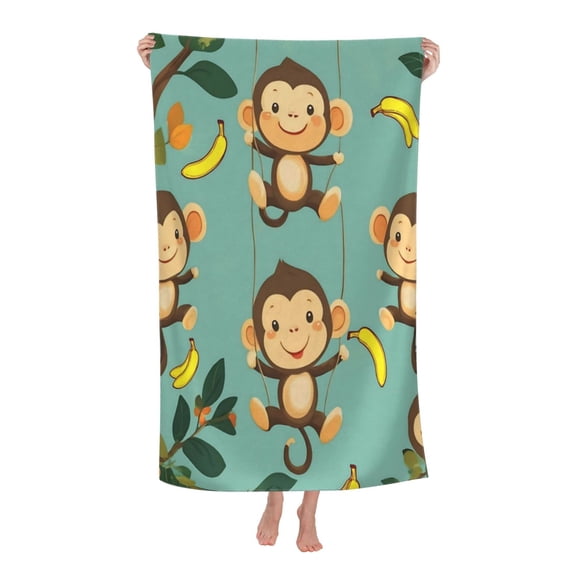 Cute Monkey Bath Towel Soft and Highly Absorbent for Adults