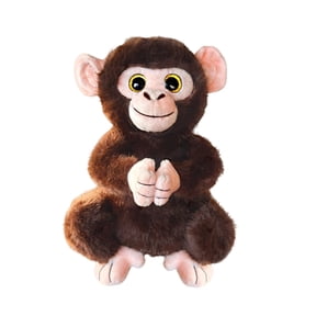 Cute Monkey Doll Soft Stuffed Animal for Kids Home Birthday Celebrations Toy Interactive Walking Singing, 27 cm, Coffee