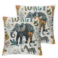 thumbnail image 1 of Cute Monkey Elephant Tiger Reversible Throw Pillow Covers Wild Animal Pillow Covers Home Decor for Kids Teens Adults Kawaii Animals Square Cushion Covers  Botanical, 1 of 7