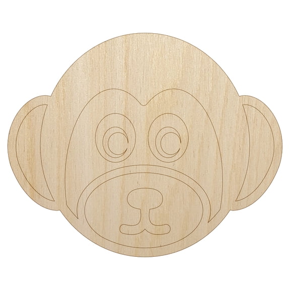 Cute Monkey Face Wood Shape Unfinished Piece Cutout Craft DIY Projects - 4.70 Inch Size - 1/8 Inch Thick