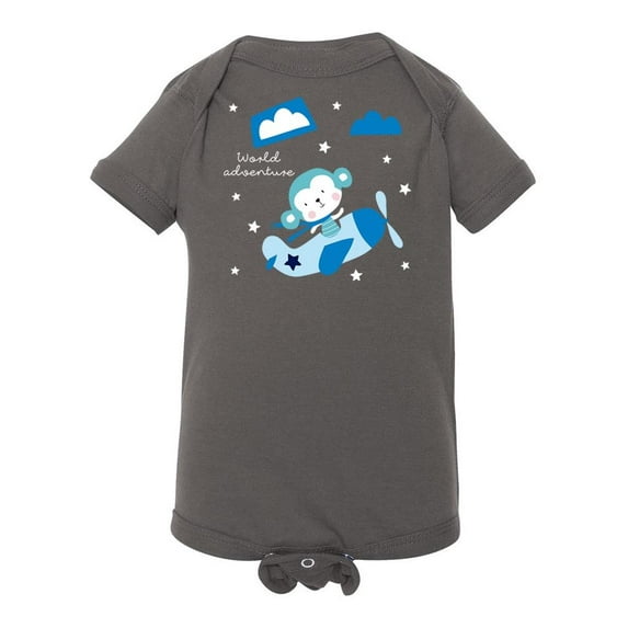 Cute Monkey In Airplane Bodysuit Infant -Image by Shutterstock, 12 Months