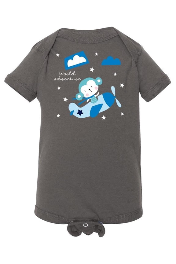 Cute Monkey In Airplane Bodysuit Infant -Image by Shutterstock, 6 Months