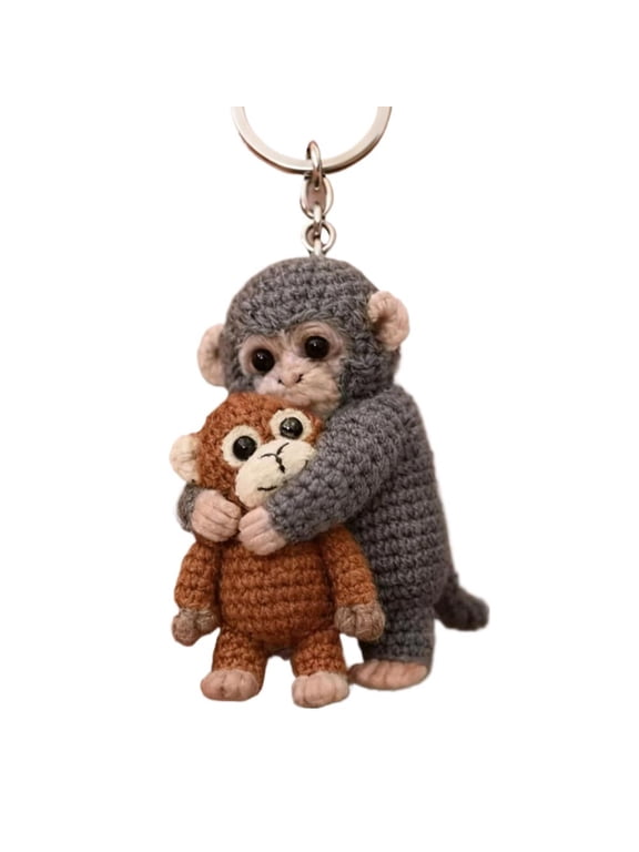 Cute Monkey Keychain Plush Hugging Couple Charm with Extension Chain for Keys Backpack Luggage Bag Purse Decorative Accessory Sweet Gift for Kids Friends Plush Lovers