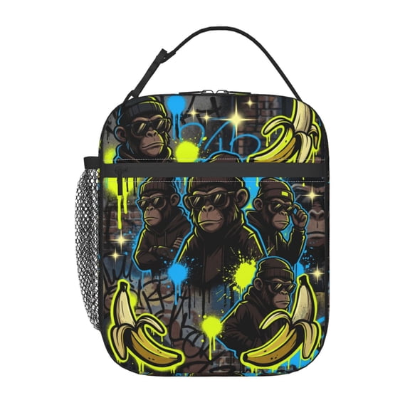 Cute Monkey Lunch Bag Banana Lunch Box Insulated Picnic Pouch Thermal Cooler Lunch Tote Bags For Work Travel Office