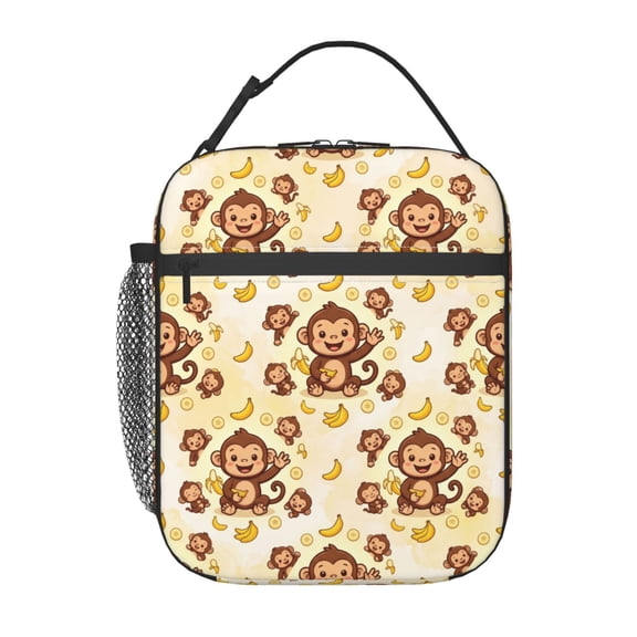 Cute Monkey Lunch Bag Banana Lunch Box Insulated Picnic Pouch Thermal Cooler Lunch Tote Bags For Work Travel Office