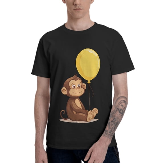 Cute Monkey Men's T-Shirt Cotton 100% Summer Tops Fashion Casual Cute Monkey Short Sleeves for Men Women Round Collar Top Tees