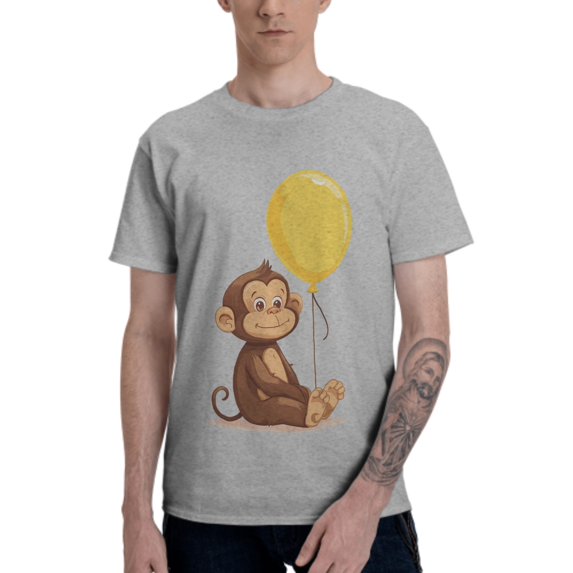 Cute Monkey Men's T-Shirt Cotton 100% Summer Tops Fashion Casual Cute Monkey Short Sleeves for Men Women Round Collar Top Tees