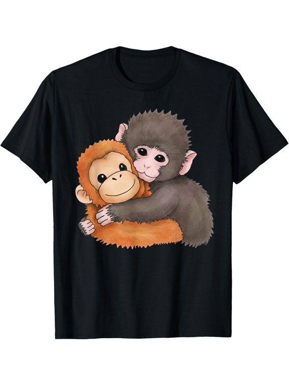 Cute Monkey Named Punch Plush Hug Graphic T-Shirt
