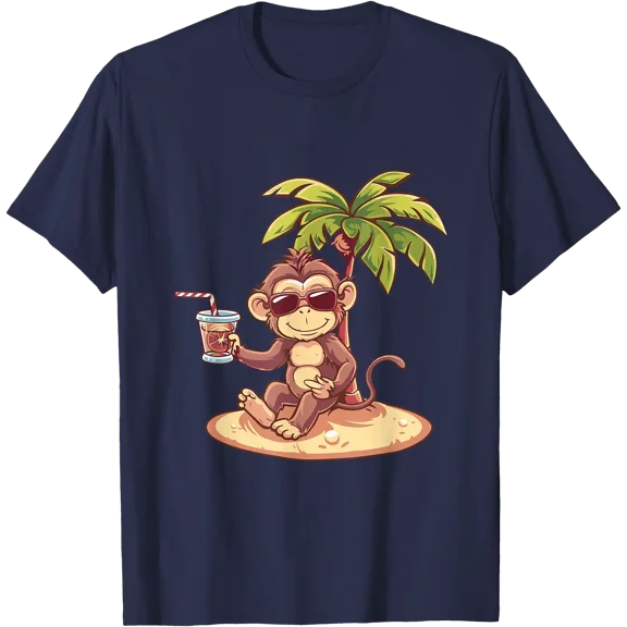 Cute Monkey On Beach | Vacation Travel Summer T-Shirt