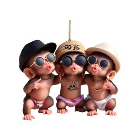 Cute Monkey Pendant Ornament - Acrylic Cute Monkey Auto Rear View Mirror Decoration, Funny Acrylic Swinging Hanging Ornament Car Decor