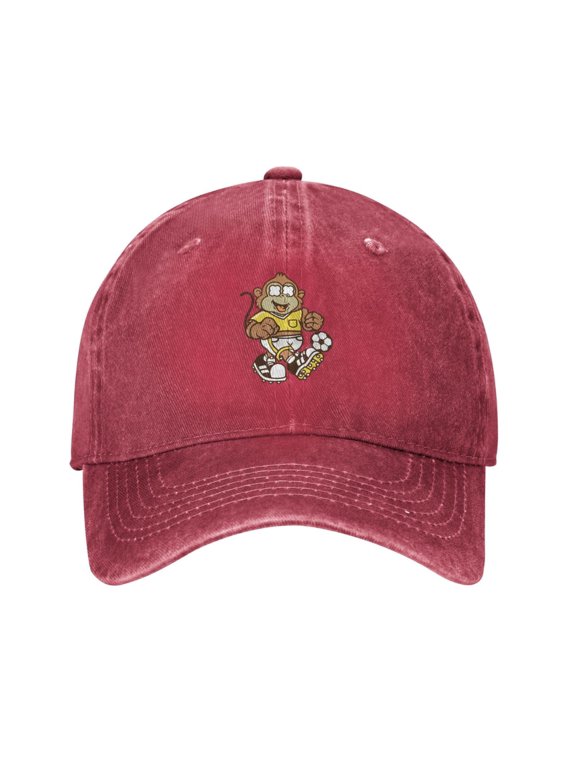 Cute Monkey Playing Soccer Baseball Cap for Women Men Vintage Trucker Sun Hat Dad Cowboy Hats