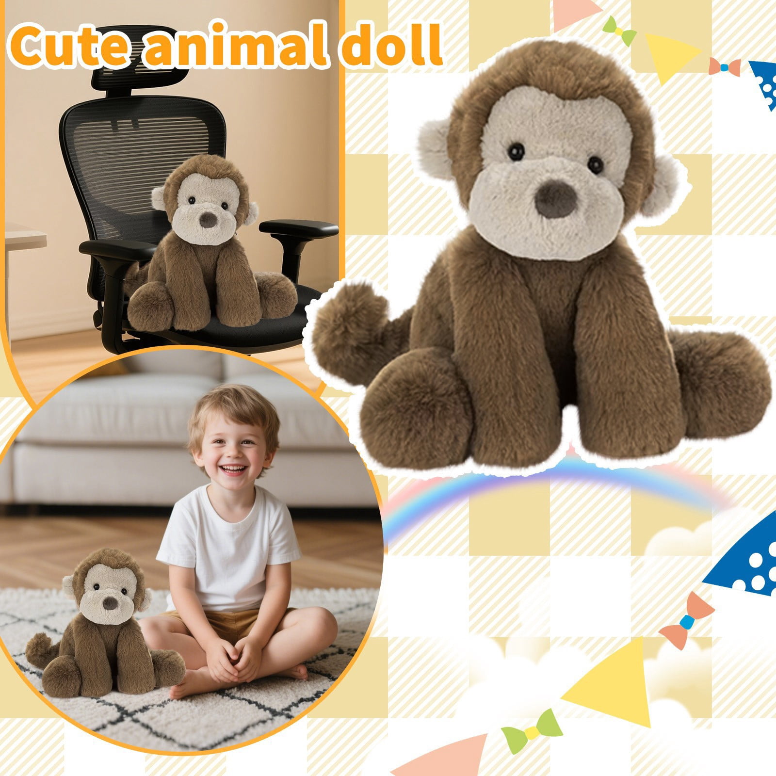 Adorable Plush Monkey Toy - Soft and Cuddly for Kids