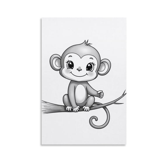 Cute Monkey Poster (1) Room Aesthetic Poster Print Art Wall Painting Canvas Posters Gifts Modern Bedroom Decor 16x24inch(40x60cm)
