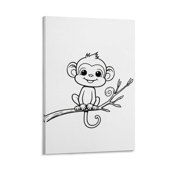 Cute Monkey Poster (2) Artworks Canvas Poster Room Aesthetic Wall Art Prints Home Modern Decor Gifts 12x18inch(30x45cm)