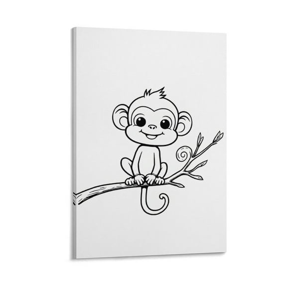 Cute Monkey Poster (2) Painting On Canvas Wall Art Poster Scroll Picture Print Living Room Walls Decor Home Posters 16x24inch(40x60cm)
