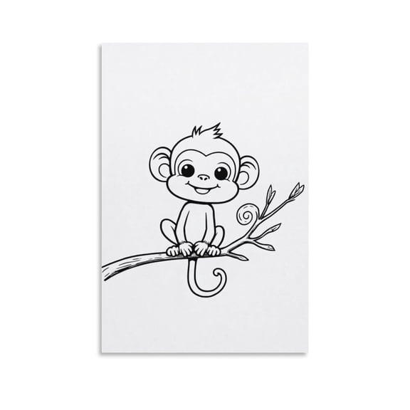 Cute Monkey Poster (2) Print Photo Art Painting Canvas Poster Home Decorative Bedroom Modern Decor Posters Gifts 16x24inch(40x60cm)