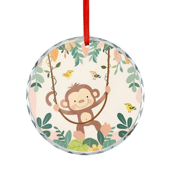 Cute Monkey Swinging On Vines Ornament Baby Monkey Crystal Ornament cute-monkey-swinging-on-vines-ornament-baby-monkey-crystal-ornament