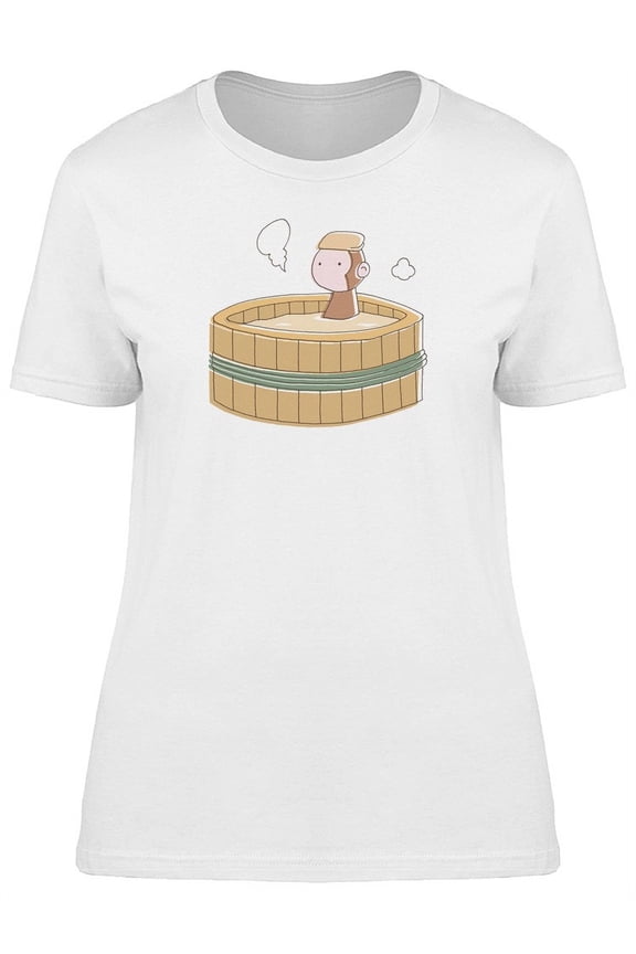 Cute Monkey Taking Bath Cartoon T-Shirt Women -Image by Shutterstock, Female Medium