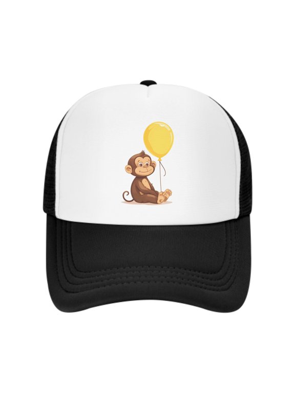 Cute Monkey Unisex Trucker Hats for Men Women Adjustable Casual Baseball Caps for Outdoor Activities Dad Cap