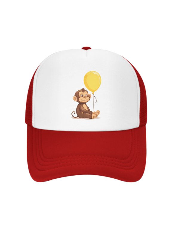 Cute Monkey Unisex Trucker Hats for Men Women Adjustable Casual Baseball Caps for Outdoor Activities Dad Cap