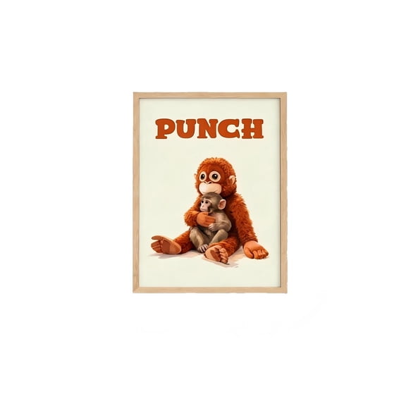 Cute Monkey Wall Art Framed Canvas Print 14 x 10 x 2 In  Surrounding Monkey Animal Painting Poster for Office, Living Room, Home Indoor Decor