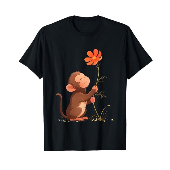 Cute Monkey Wildlife Animal T-Shirt for Men Cotton 100% Summer Tops Women