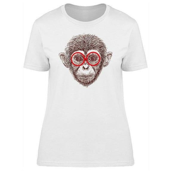 Cute Monkey With Red Glasses Tee Women's -Image by Shutterstock