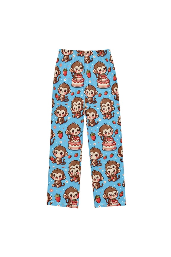 Cute Monkey in Various Poses Christmas Pajama Pants Soft and Lightweight Elastic Waistband Christmas Pajama Pants