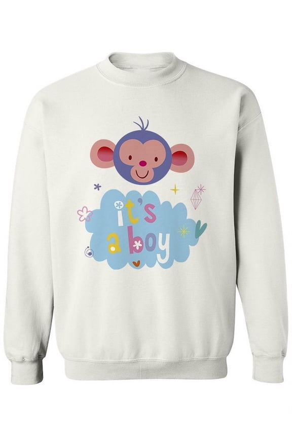 Cute Monkey "its A Boy". Sweatshirt Women -Image by Shutterstock, Female Large