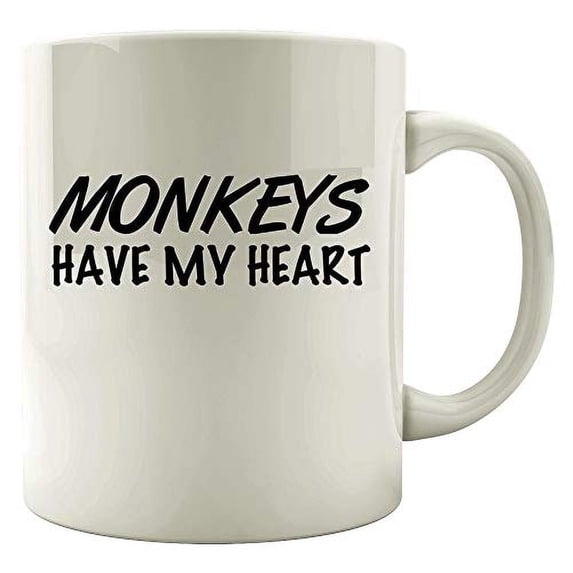 Cute Monkeys 11 oz Coffee Mug - Monkeys Have My Heart White Ceramic Gift