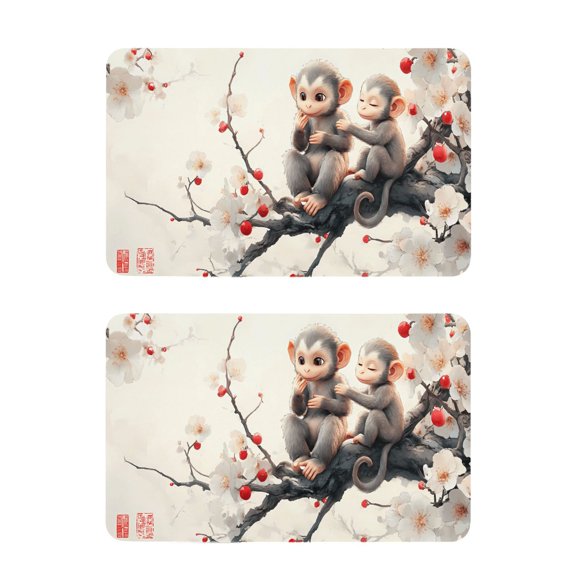 Cute Monkeys on Flower Branch Strong Fridge Magnets Refrigerator Magnets Sticker Decor for Whiteboards Locker 4"x2.5" 2 Pack