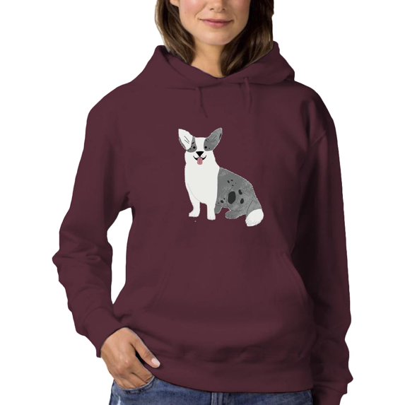 Cute Monochrome Happ Corgi Hoodie Women -Image by Shutterstock, Female 3X-Large