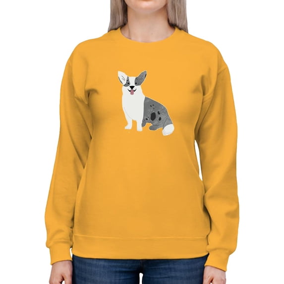 Cute Monochrome Happ Corgi Sweatshirt Women -Image by Shutterstock, Female 4X-Large
