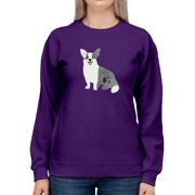 Cute Monochrome Happ Corgi Sweatshirt Women - Women Sweatshirt, Large