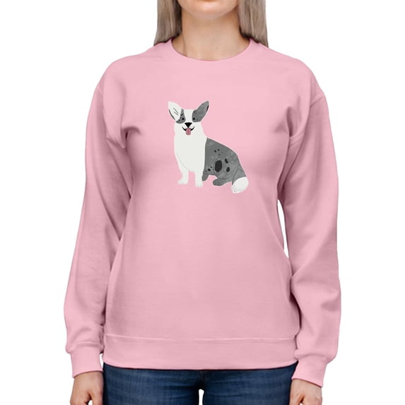 Cute Monochrome Happ Corgi Sweatshirt Women -Image by Shutterstock, Female Small