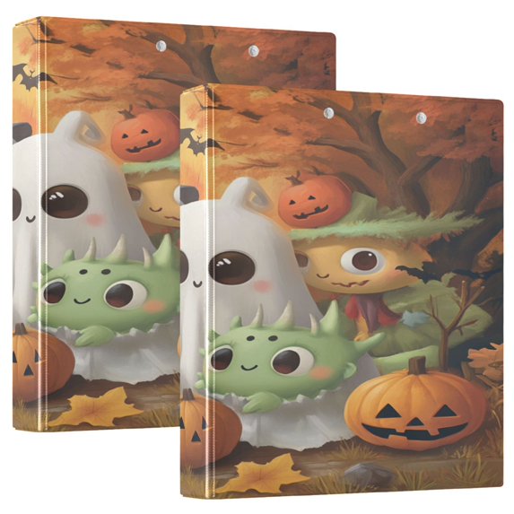 Cute Monster 12.4x10.6in PVC Round Ring Binder, D-Ring 3-Hole, Metal Clip, 200 Sheets