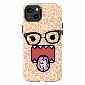 Cute Monster Face Phone Case, Pink Leopard Pattern Funny Cartoon iPhone Cover, Quirky Kawaii Protective Case for iPhone 17 16 15 14 13 12 11 Pro Plus Mini