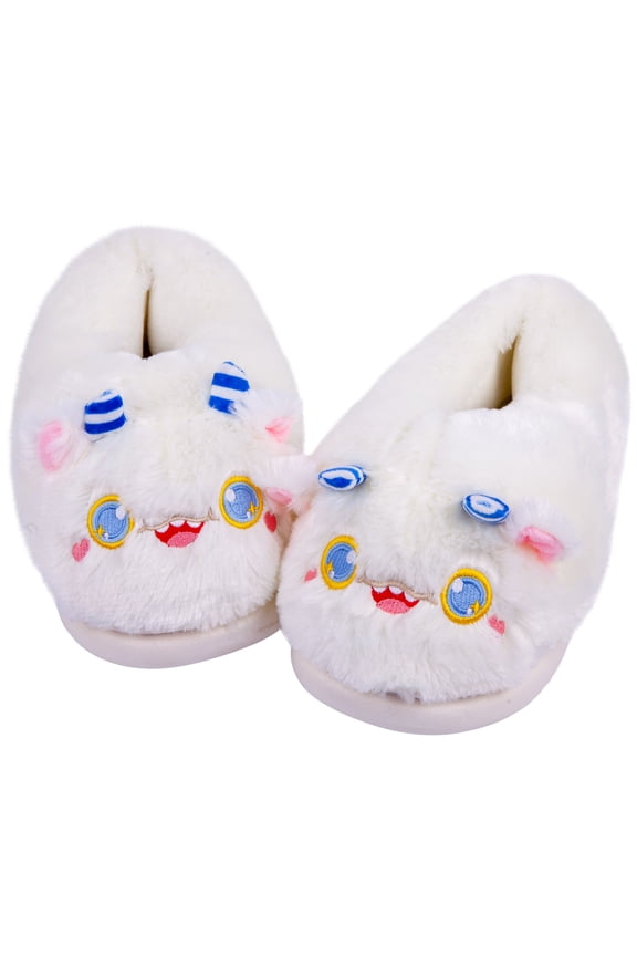Cute Monster Fuzzy Women's Slippers Winter Fluffy Open Toe Slip On Plush Bedroom Shoes Indoor
