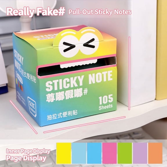 Cute Monster Pattern Sticky Note, 105pcs/Box Funny Pastel Animal Post It Notes, Self Adhesive Cartoon Notes Memo Pads, Small To Do List, Office studying essentials Tab Supplies (Rainbow Colors)