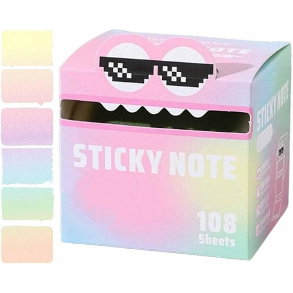Cute Monster Pattern Sticky Note - Pearlescent Pull-Out Memo Pad, 105 Sheets/Roll, Strong Adhesive for Desk/Planner/Journal
